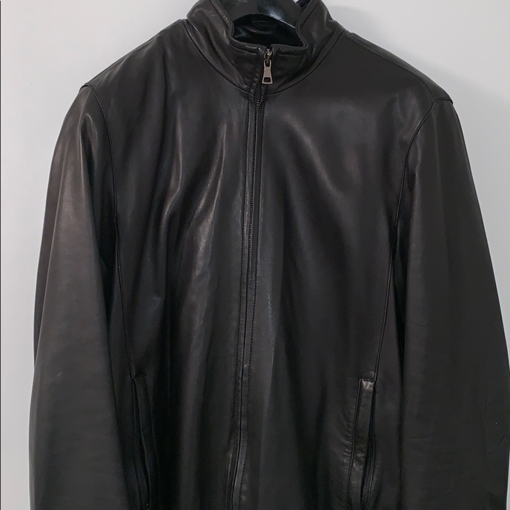 Black lamb skin leather jacket